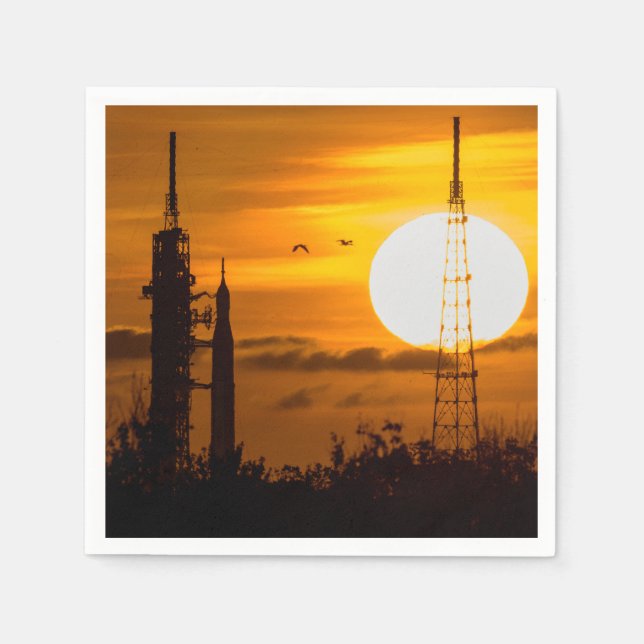 Artemis Moon Rocket at Dawn Napkins (Front)