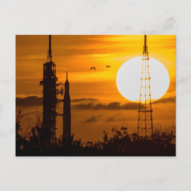 Artemis Moon Rocket at Dawn Postcard (Front)