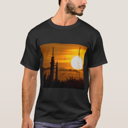 Artemis Moon Rocket at Dawn T_Shirt