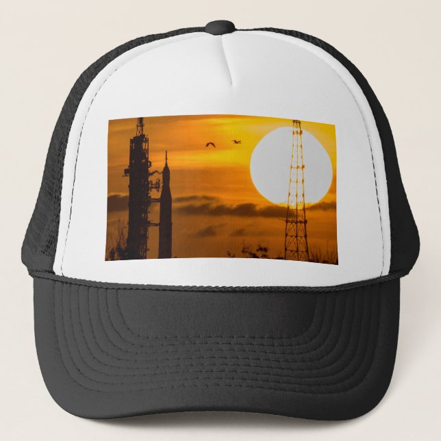 Artemis Moon Rocket at Dawn Trucker Hat (Front)