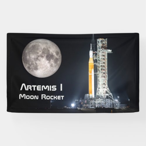 Artemis One Moon Rocket at Night Banner
