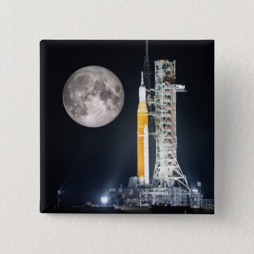 Artemis One Moon Rocket at Night Button
