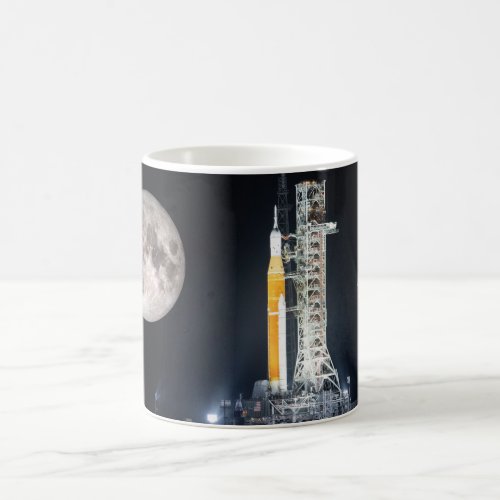 Artemis One Moon Rocket at Night Coffee Mug
