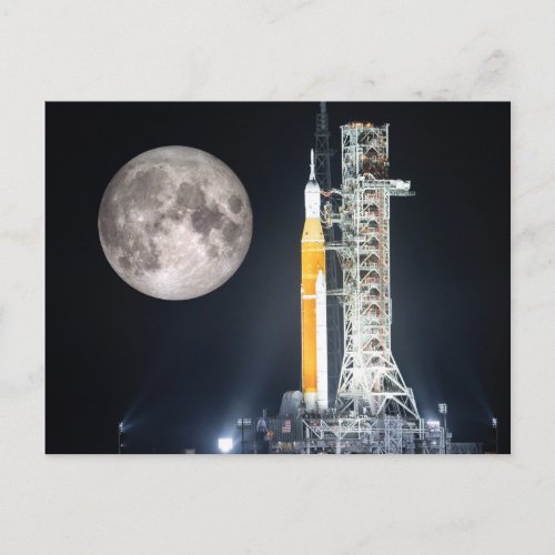 Artemis One Moon Rocket at Night Postcard