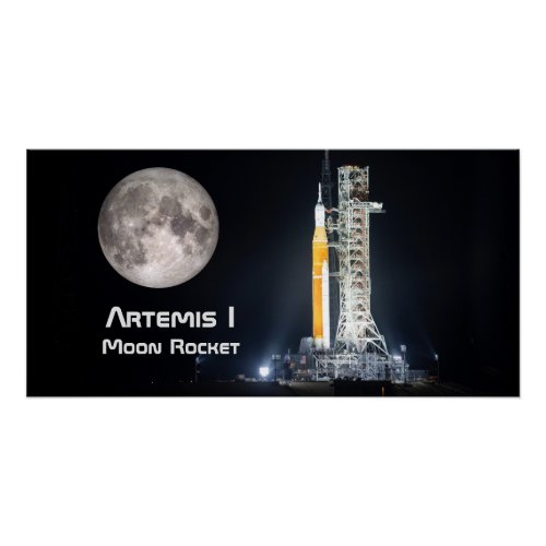 Artemis One Moon Rocket at Night Poster