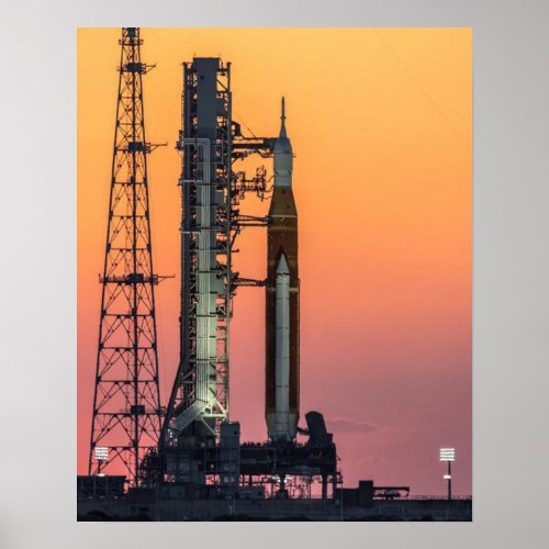 Artemis One Moon Rocket at Sunrise Poster