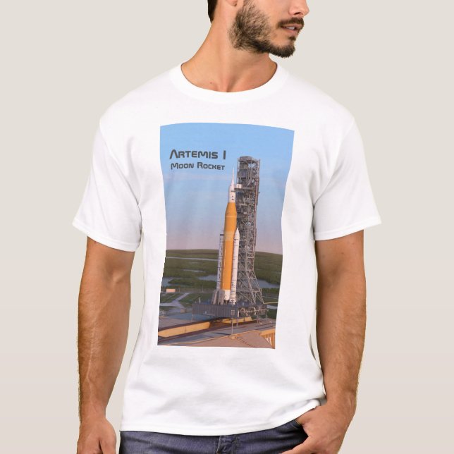 Artemis One Moon Rocket on Pad T-Shirt (Front)