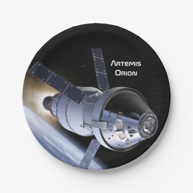 Artemis Orion SLS Moon Mission Paper Plates (Front)