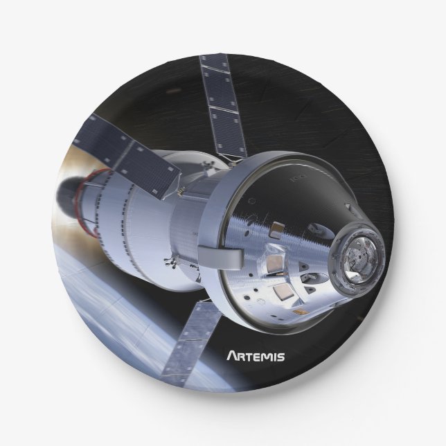 Artemis Orion SLS Moon Mission Paper Plates (Front)
