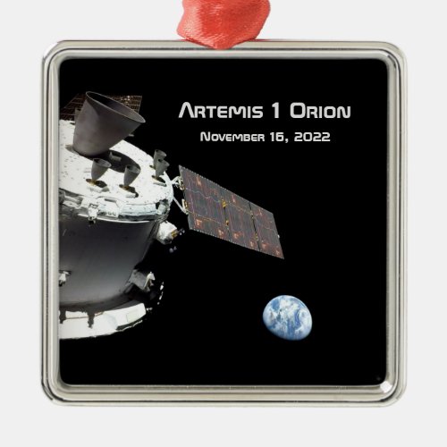 Artemis Orion Spacecraft Blue Marble Metal Ornament