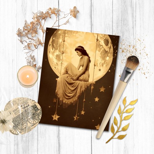 Artemis Paper Moon Girl Vintage Photograph Jazz Postcard
