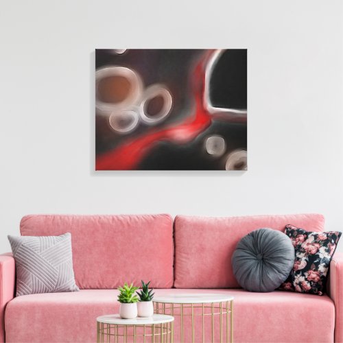 Arterial Motif Abstract Black White  Red Canvas Print