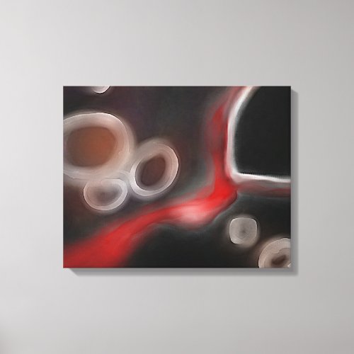 Arterial Motif Abstract Black White  Red Canvas Print
