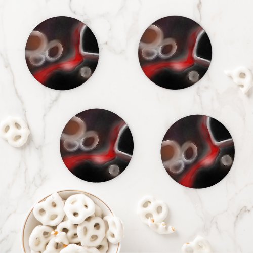 Arterial Motif Abstract Black White  Red Coaster Set