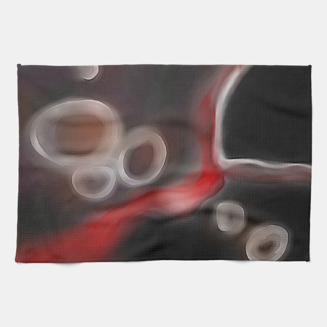 Arterial Motif: Abstract Black, White & Red Kitchen Towel (Horizontal)