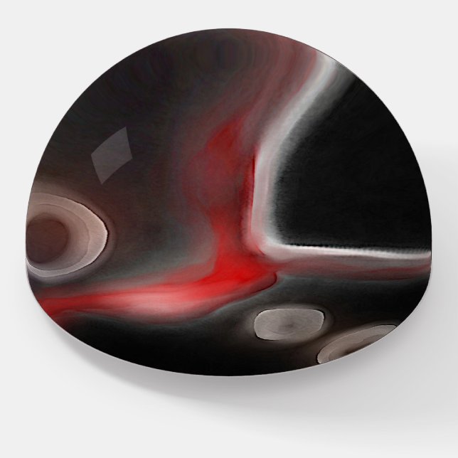 Arterial Motif: Abstract Black, White & Red Paperweight (Angled)