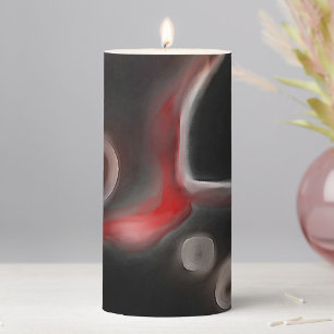 Arterial Motif: Abstract Black, White & Red Pillar Candle