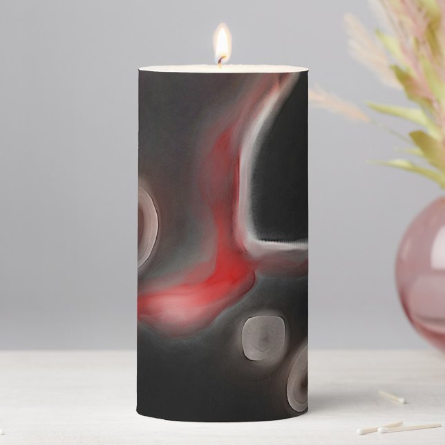 Arterial Motif: Abstract Black, White & Red Pillar Candle (Creator Uploaded)