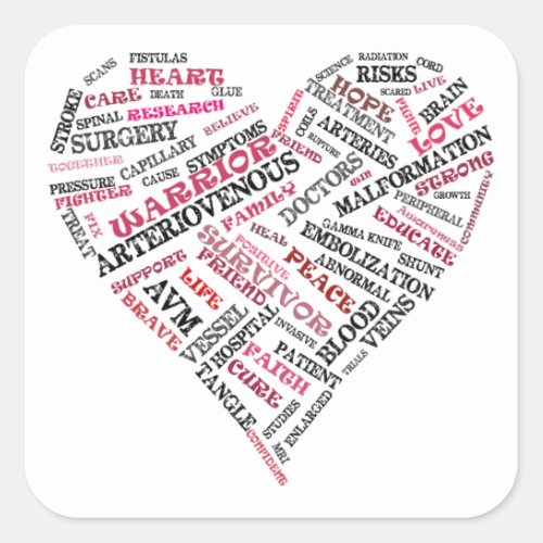 Arteriovenous Malformation Word Heart Sticker