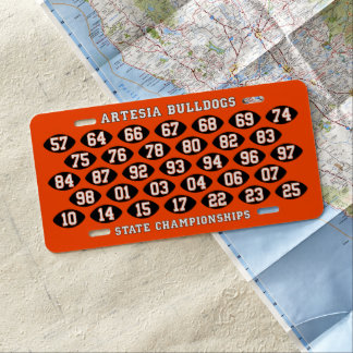 Artesia Bulldogs Football Champs License Plate