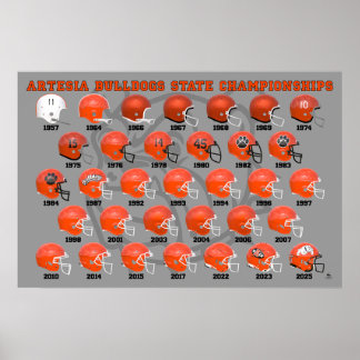 Artesia Bulldogs State Champs Helmet Poster