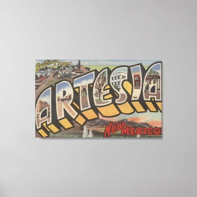 Artesia, New Mexico - Large Letter Scenes Canvas Print (Front)