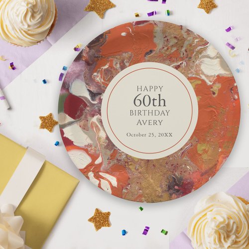 Artful Abstract Boho Colorful 60th Birthday Party Paper Plates
