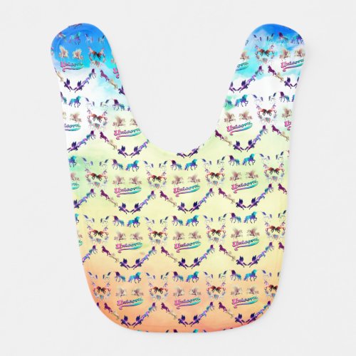 Artful Abstract  Cozy Unicorn Baby Bib