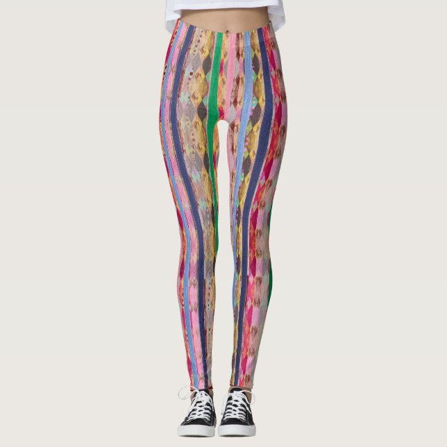 Artful Abstract Multi-Color Leggings (Front)