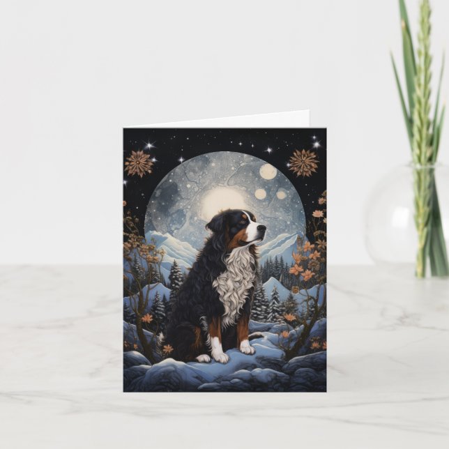 Artful Bernese Mt. Dog Christmas Card (Front)