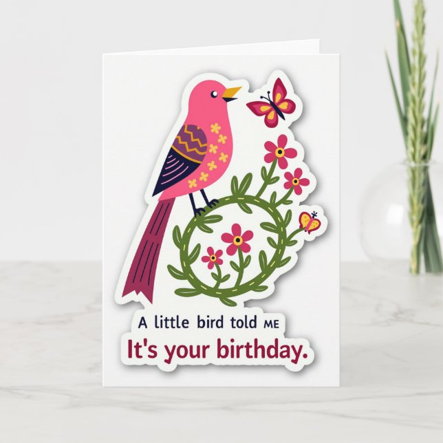 Artful Bird Birthday Card (Front)