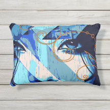 Artful Blue designer Indoor Outdoor Pillow