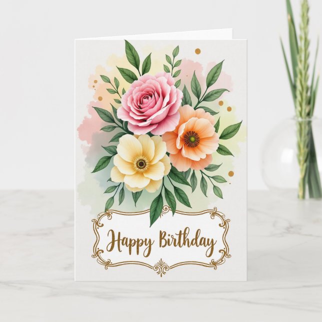 Artful Bouquet Birthday Card (Front)