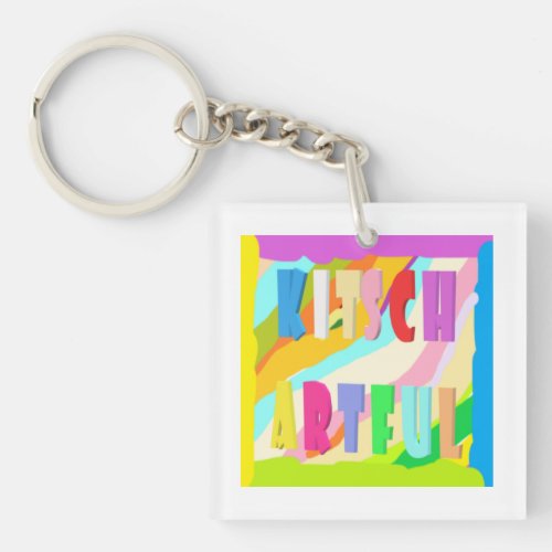 Artful bright colorful design big paint     button keychain