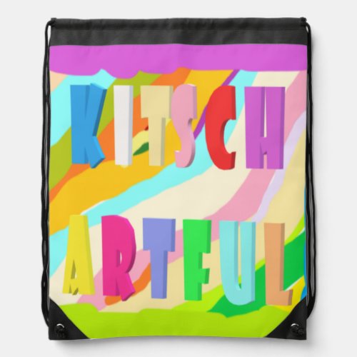 Artful bright colorful design big paint  drawstring bag