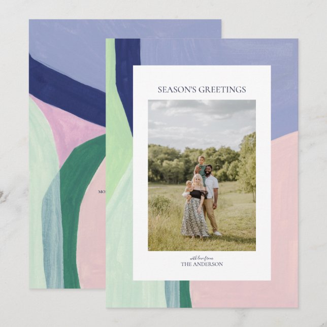 Artful Christmas Holiday Photo Greeting Card (Front/Back)