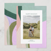 Artful Christmas Holiday Photo Greeting Card