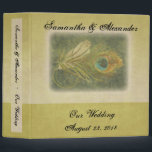 Artful Detail Peacock Feather Binder<br><div class="desc">Celebrate your wedding or other special occasion in an artful and unique peacock theme with this beautiful wedding binder, photo album or planner notebook. Features stylish, rich and luxurious artwork of a peacock feather detail in colors of cobalt blue, teal and celadon light green. Background in dark aqua blue with...</div>