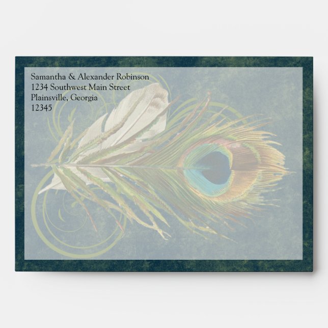 Artful Detail Peacock Feather Envelopes (Front)