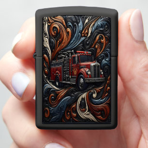 Artful Fire Truck on Zippo Lighter