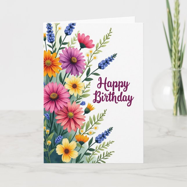 Artful Floral Birthday Card (Front)