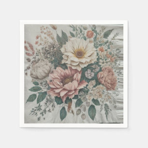 artful napkins with flowers design