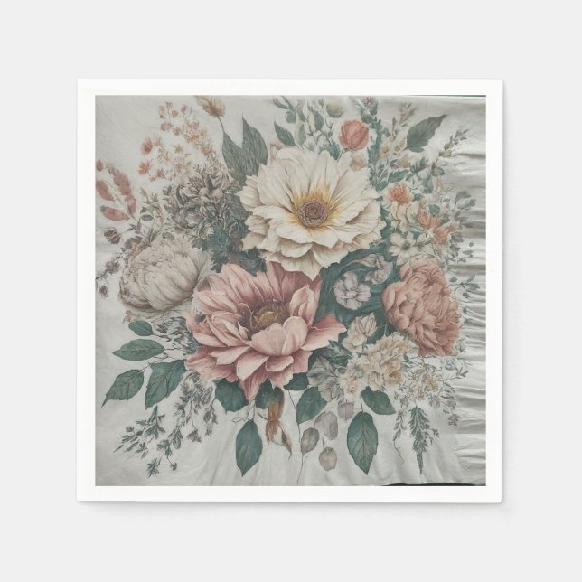 artful napkins with flowers design (Front)