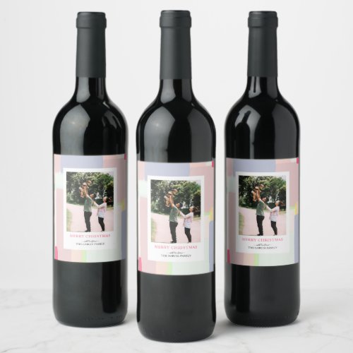 Artful Pastel Christmas Holiday Gift Photo liquid Wine Label