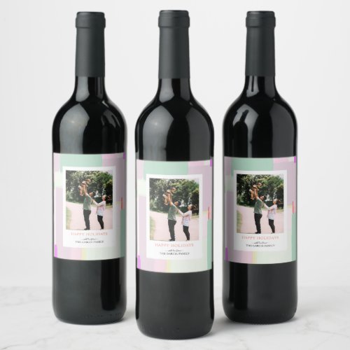 Artful Pastel Christmas Holiday Gift Photo liquid Wine Label