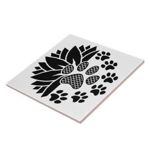 Artful Paw Print Tile Design With Nature Elements