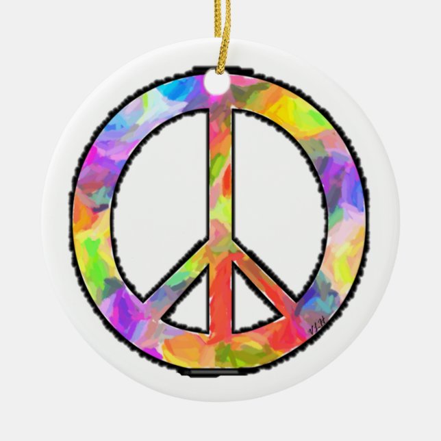 Artful Peace Ceramic Ornament (Front)