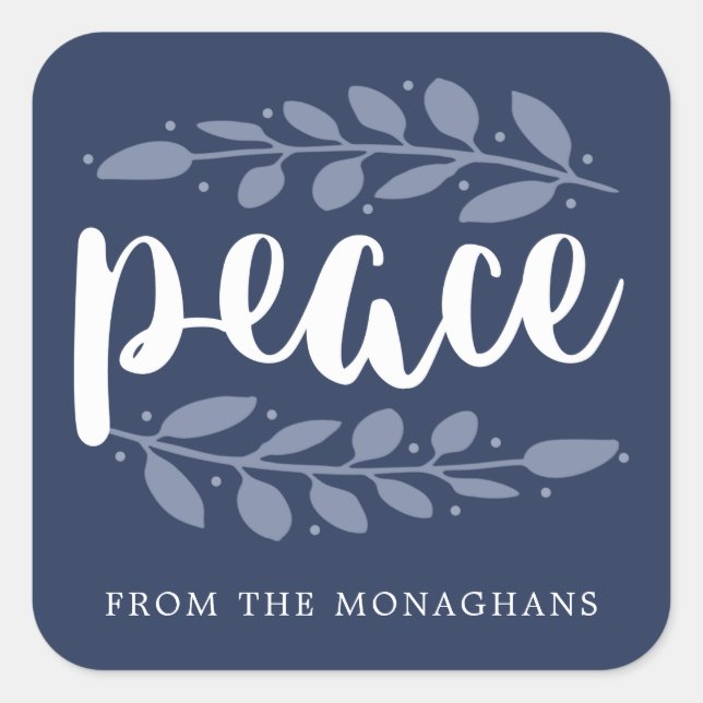 Artful Peace Personalized Holiday Stickers | Blue (Front)