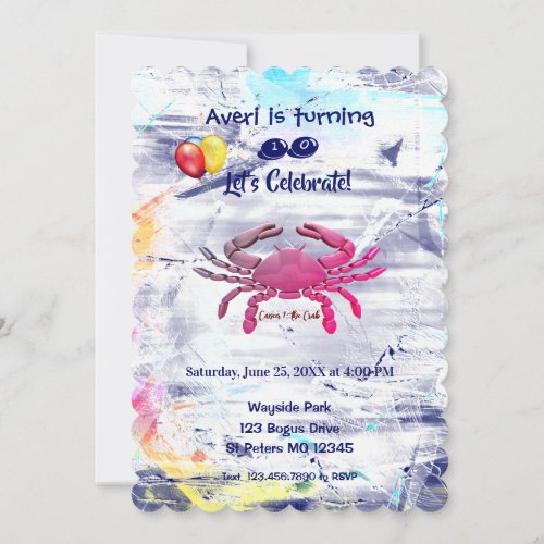 Artful Zodiac Cancer June 21  July 22 Birthday Invitation