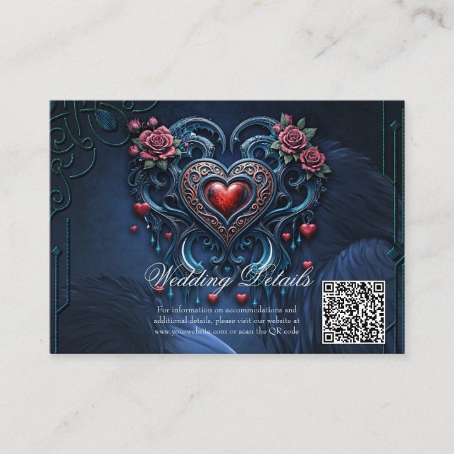 Artfully designed gothic heart  enclosure card (Front)